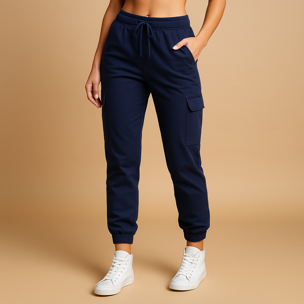 Aansluitende cargobroek met hoge taille voor dames | Elvira