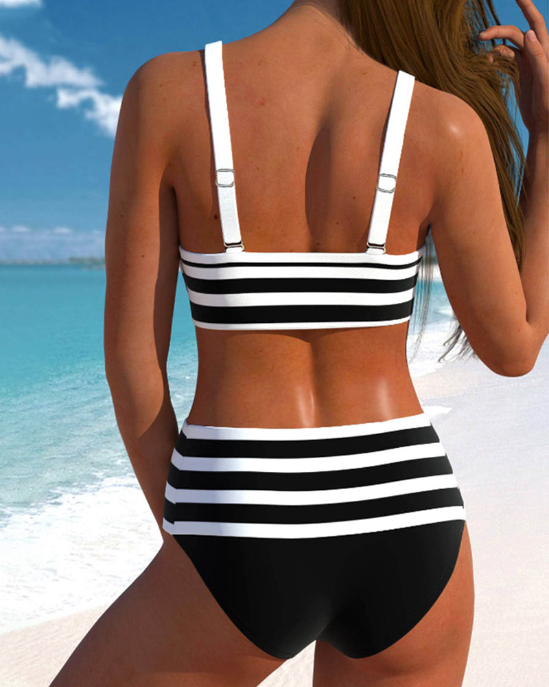 Zenviro® | Gestreepte bikini met hoge taille