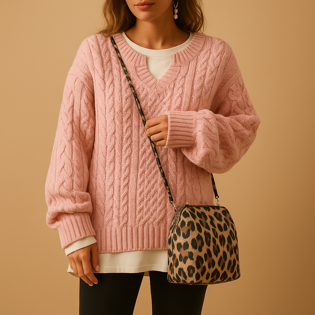 Ademend gebreide V-hals trui voor dames | Linde