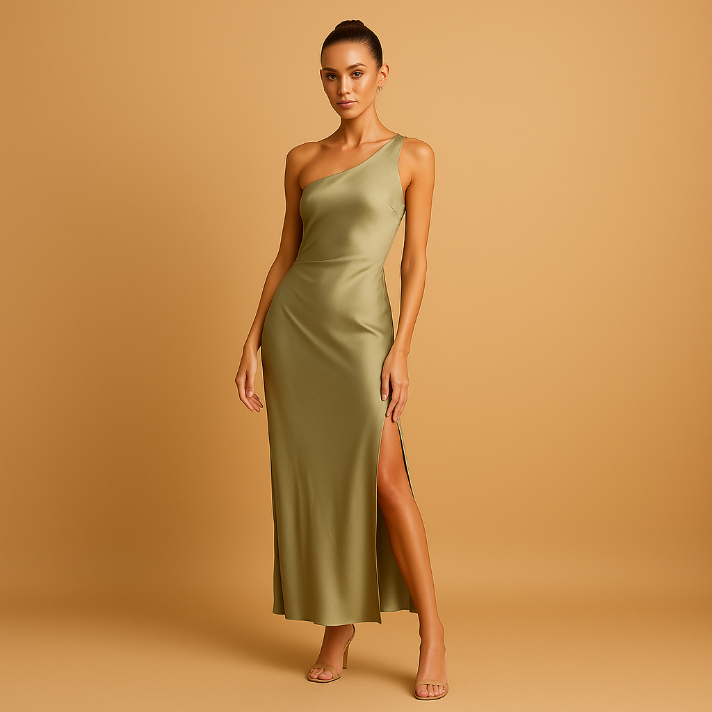 Asymmetrische avondjurk met split voor dames | Delphine