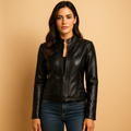 Bikerjas met kraag en studs voor dames | Renate