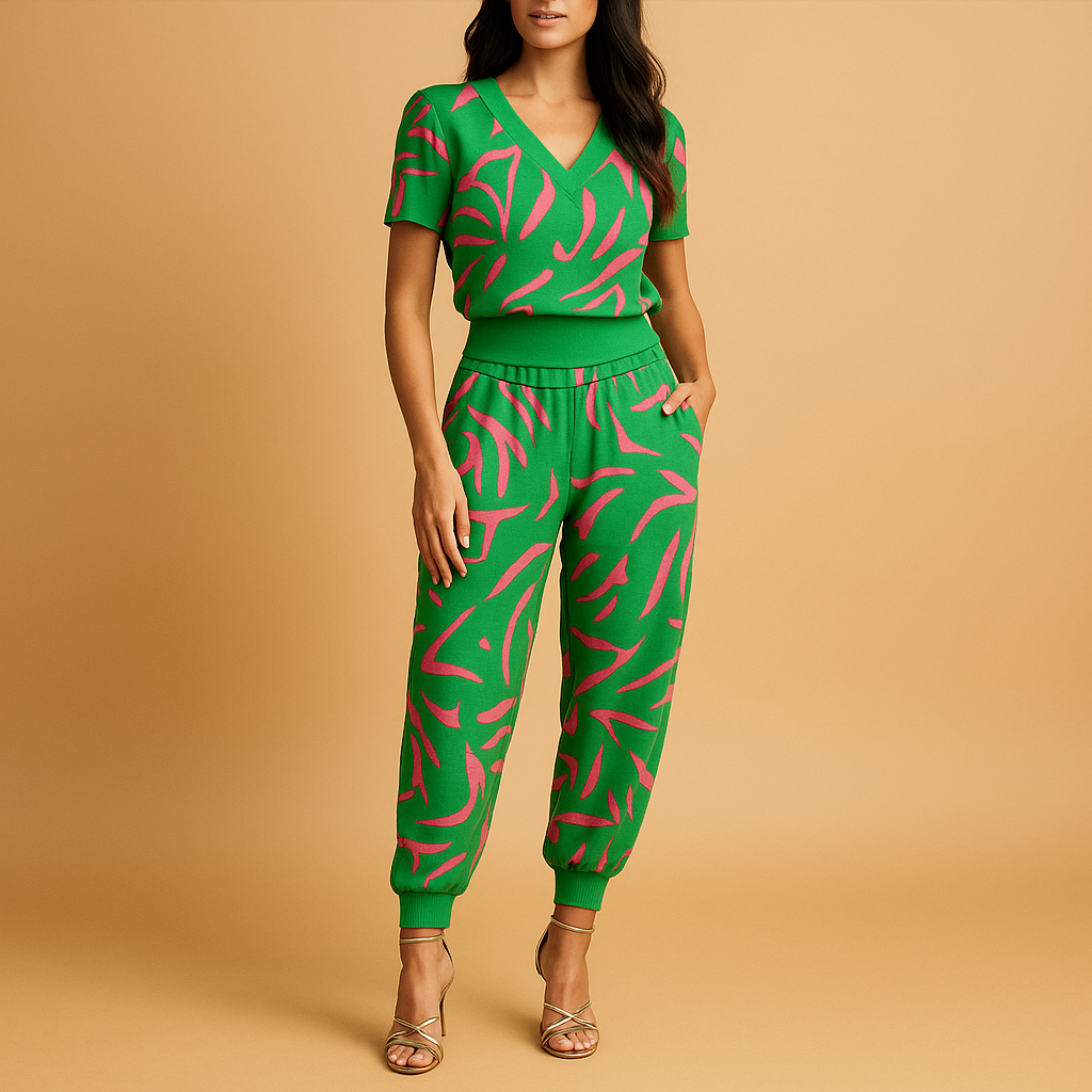 Bloemige dames set met top en broek | Marelle