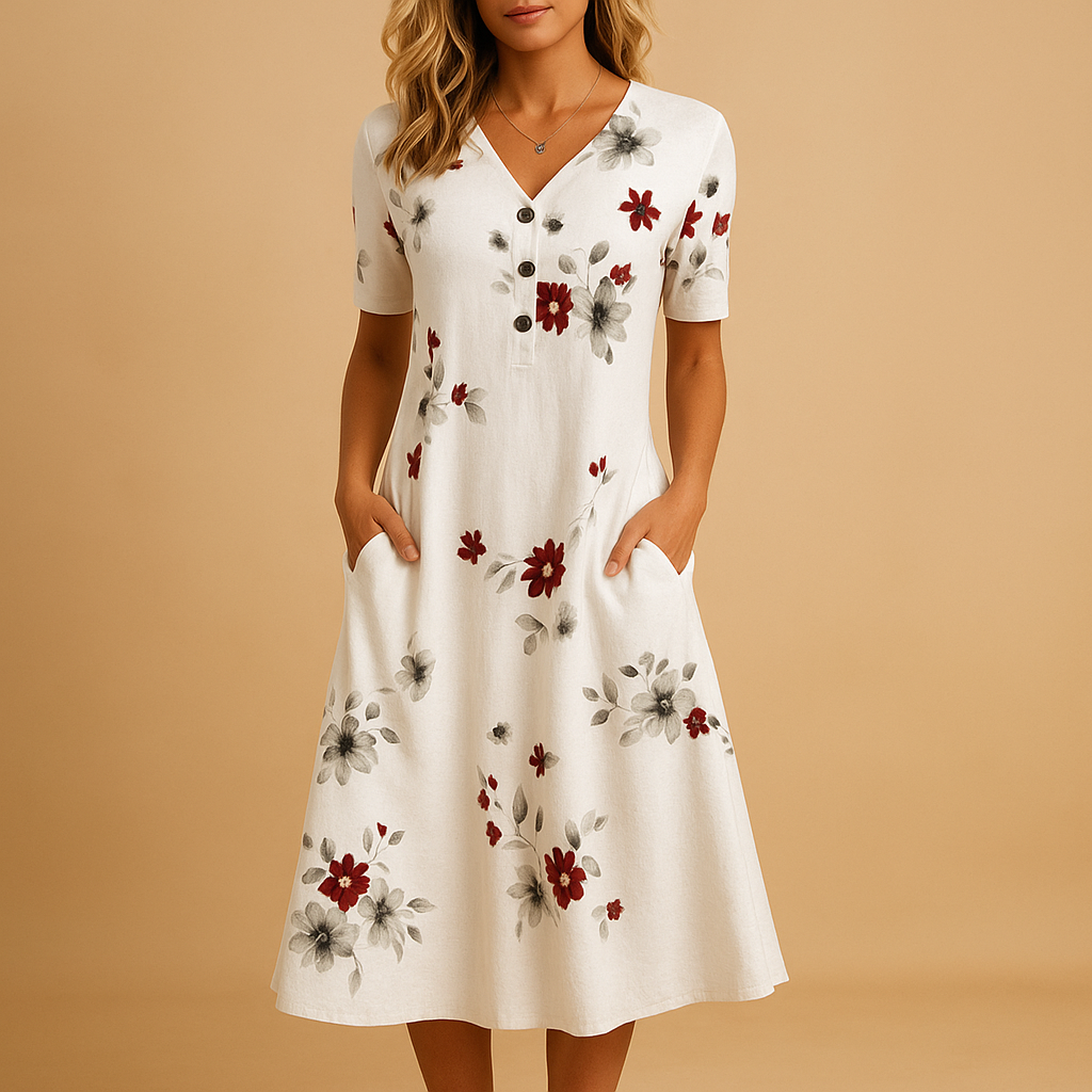 Bloemenjurk met luchtige pasvorm en vrouwelijk design voor dames | Livia