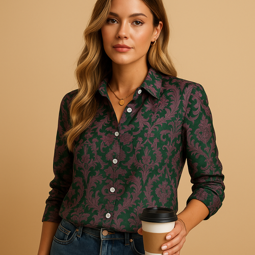 Blouse met opvallend patroon en flatterende pasvorm voor dames | Liora