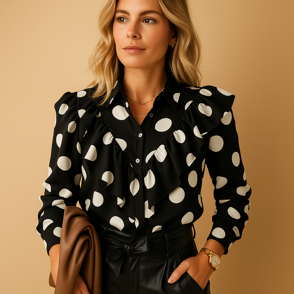 Annelies | Blouse met V-hals en ruches voor dames