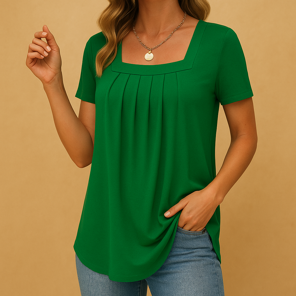 Yinte | Blouse met vierkante hals en losse pasvorm voor dames
