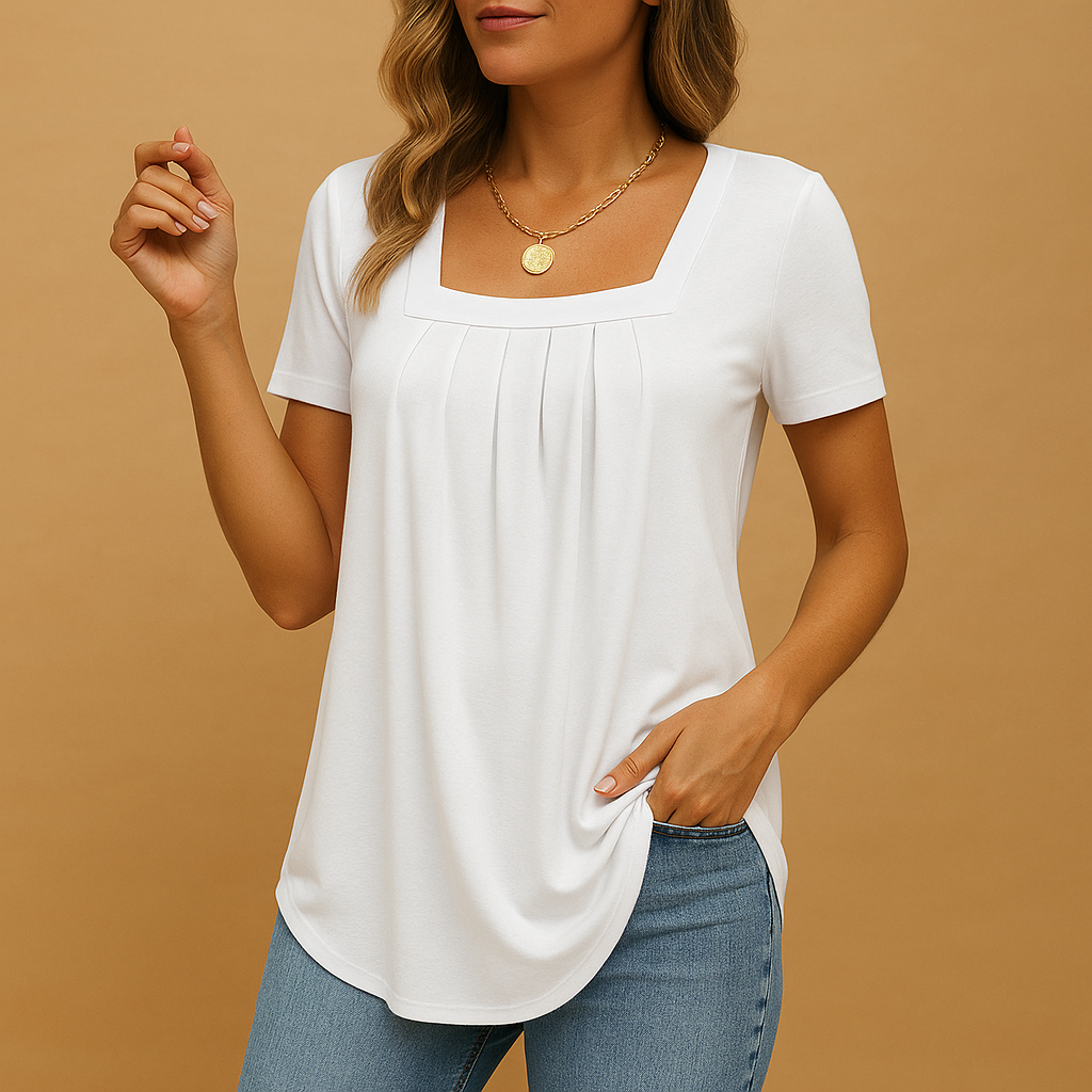 Yinte | Blouse met vierkante hals en losse pasvorm voor dames