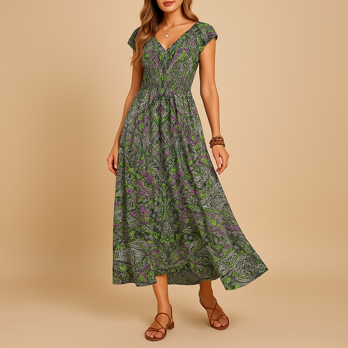 Boho maxi zomerjurk met levendige kleuren voor dames | Jente