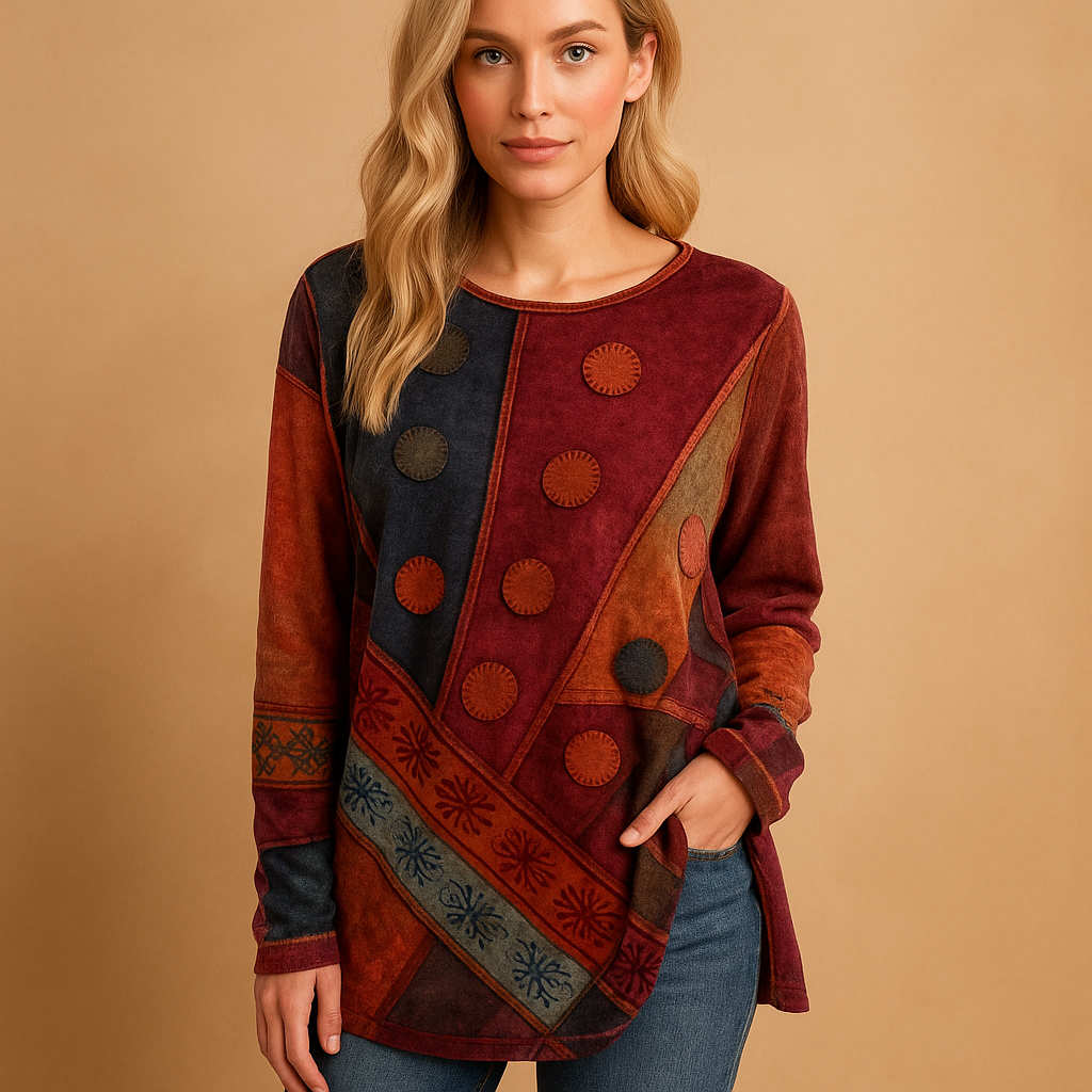 Boho off-shoulder top met etnische print voor dames | Elvira