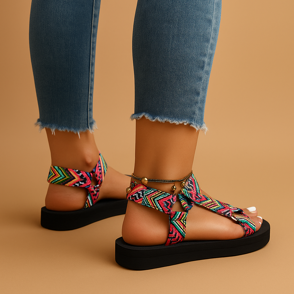 Boho sandalen met touwdesign en platte zool voor dames | Lianne