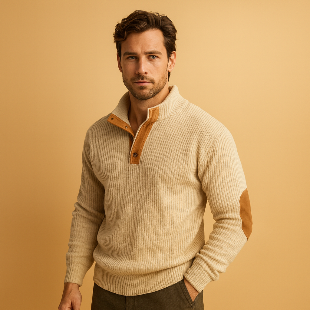 Casual geribd sweatshirt met kraag voor heren | Milan