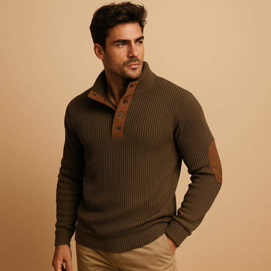 Casual geribd sweatshirt met kraag voor heren | Milan