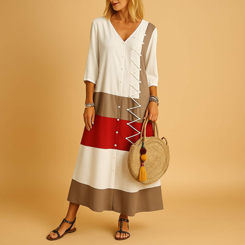 Casual midi jurk met zig-zag details voor dames | Feline