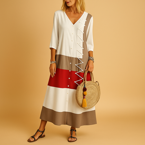 Casual midi jurk met zig-zag details voor dames | Feline