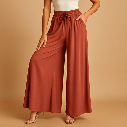 Chique broek met hoge taille en wijde pijpen voor dames | Yara