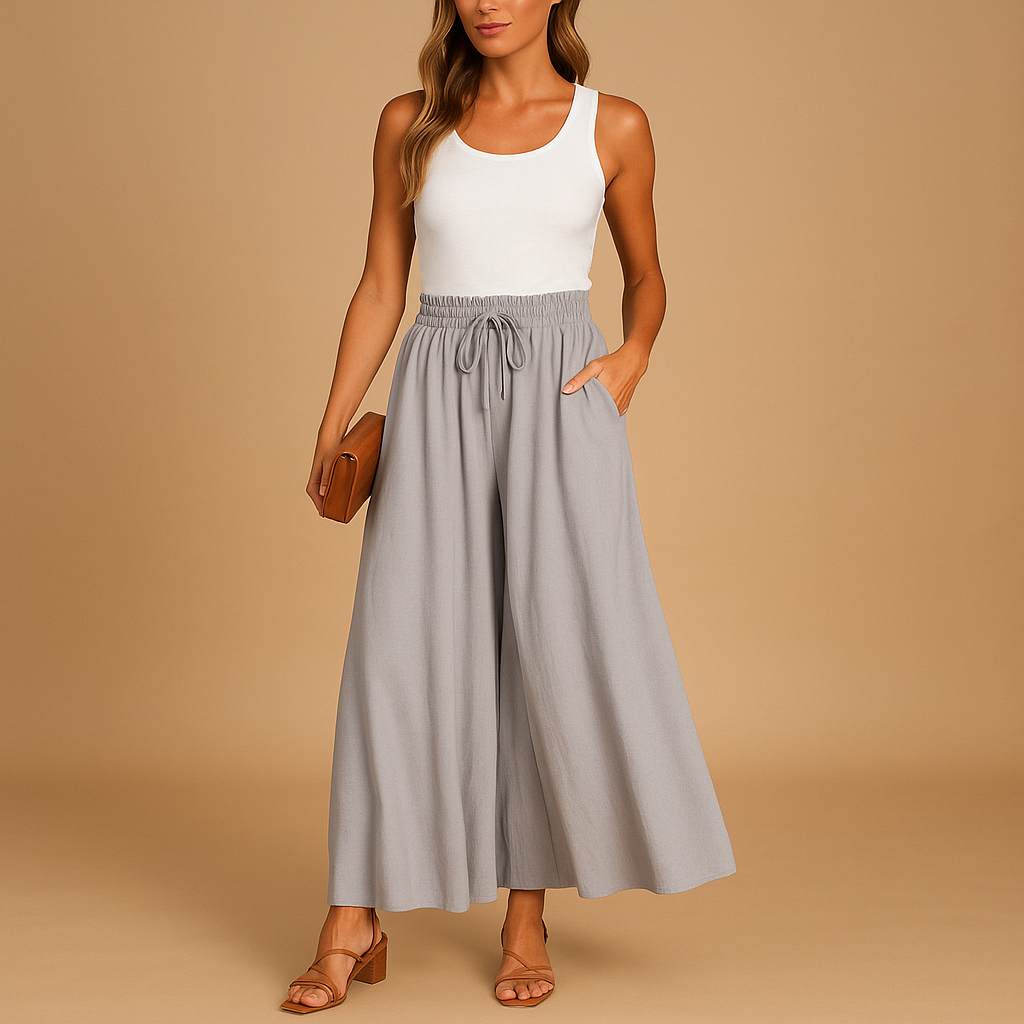Chique broek met hoge taille en wijde pijpen voor dames | Yara
