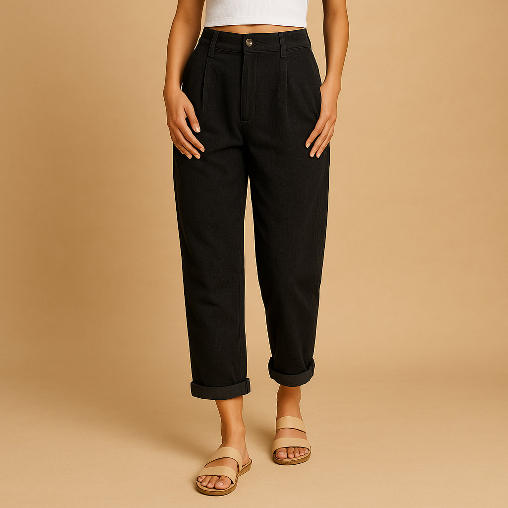 Corduroy broek met hoge taille en rechte pijpen voor dames | Nina