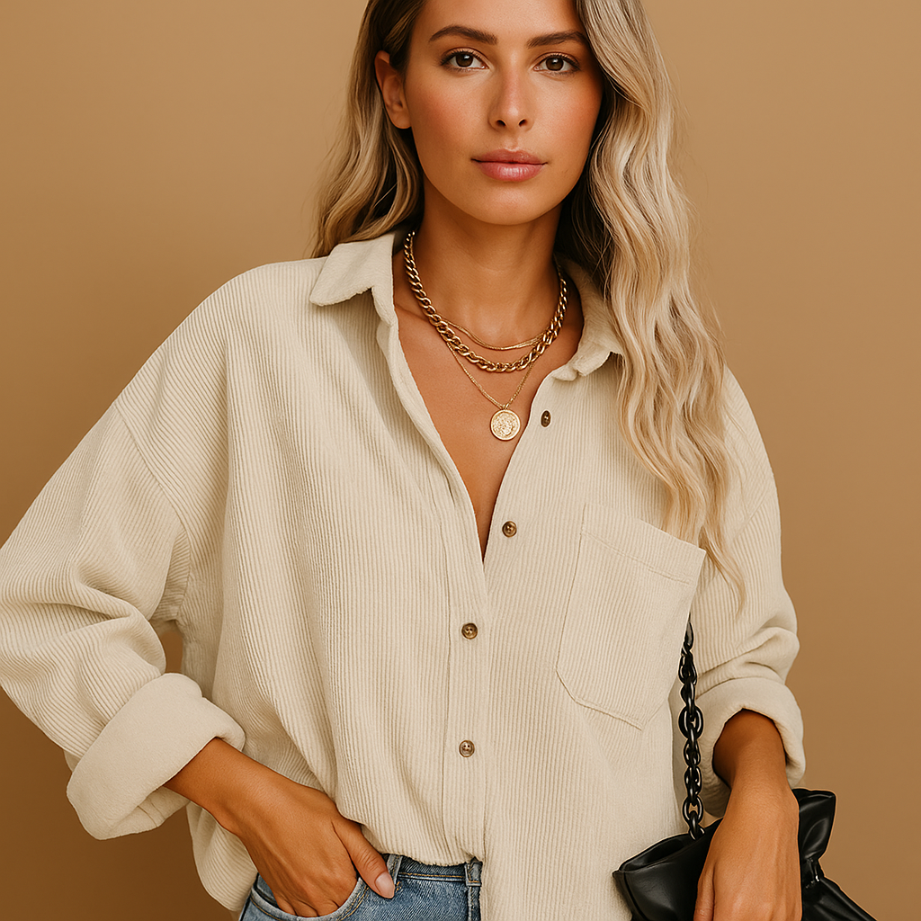 Corduroy gebreid jack voor dames | Annelies