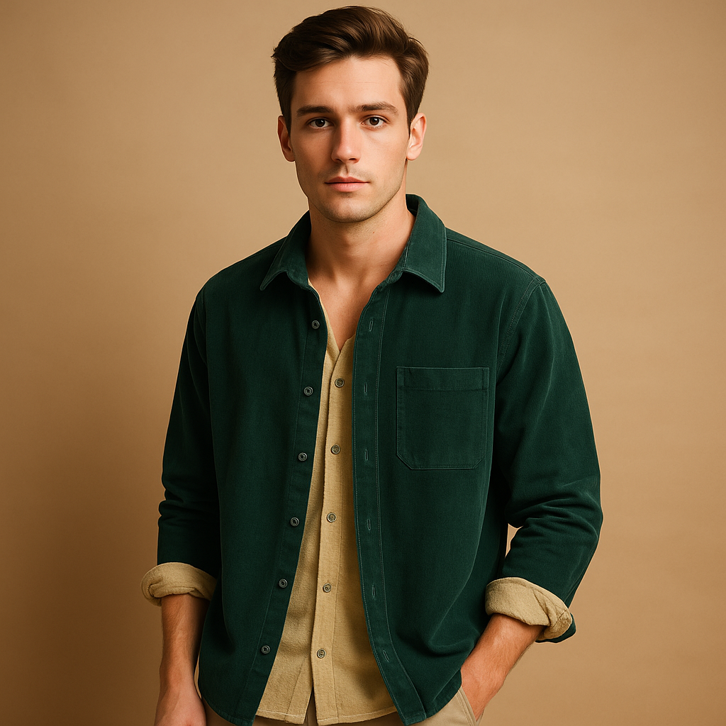 Corduroy overhemd met vintage look voor heren | Niels