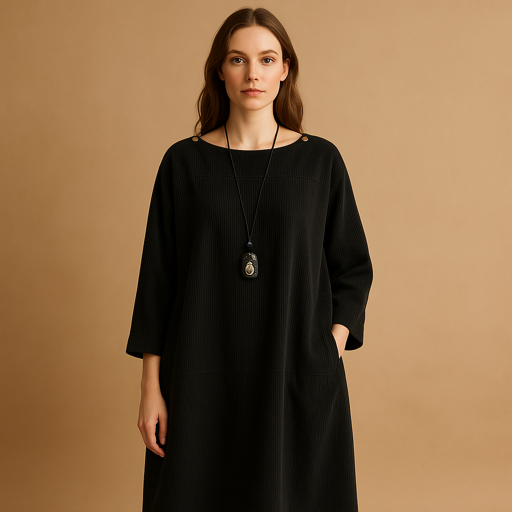 Corduroy zomerjurk met korte mouwen voor dames | Veerle