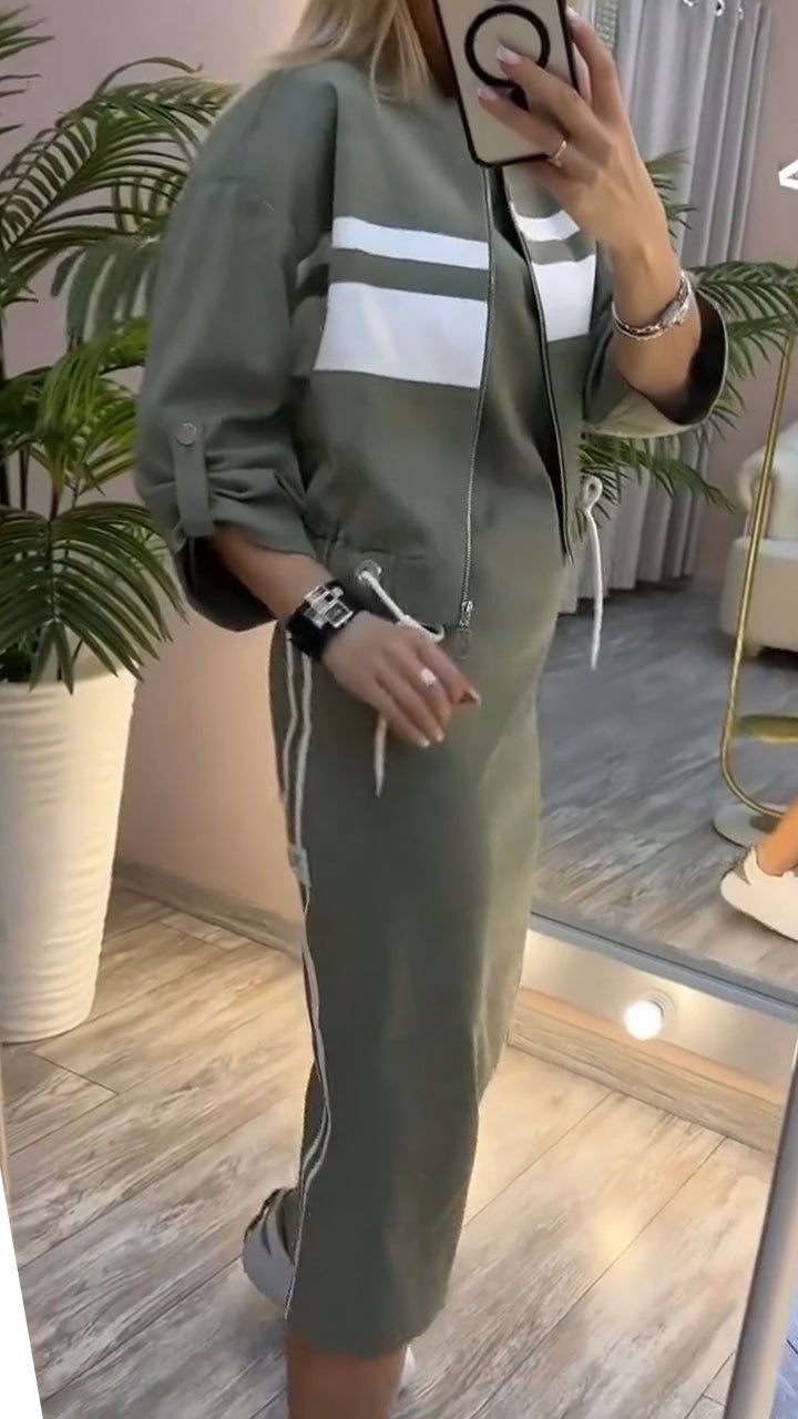 Zenviro™ - Casual en stijlvolle set met jurk met ronde hals en jasje voor dames