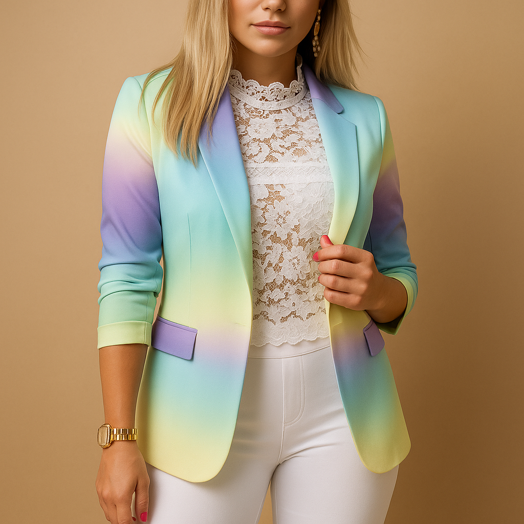 Elegante damesblazer met opvallende print en shawlkraag | Nienke