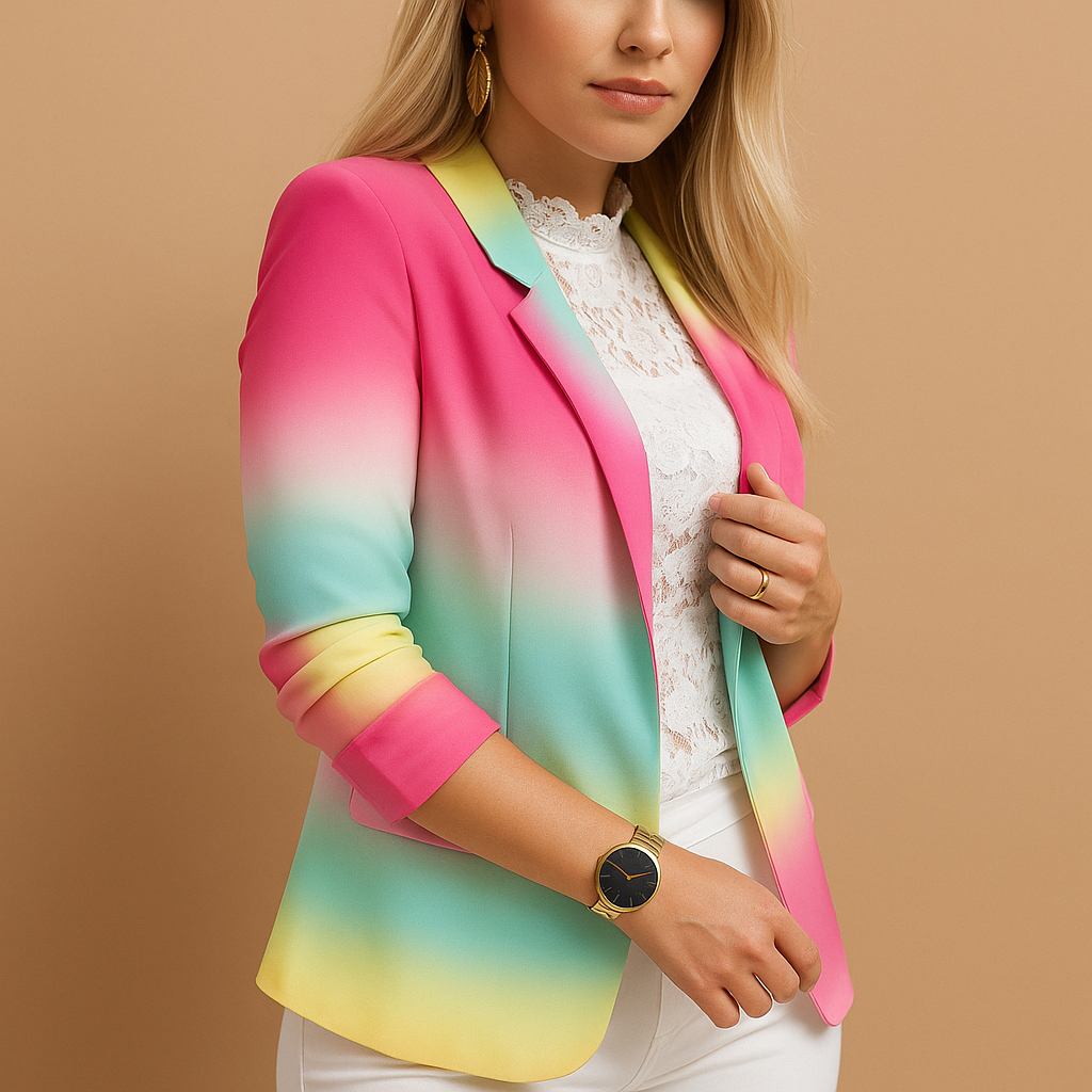 Elegante damesblazer met opvallende print en shawlkraag | Nienke