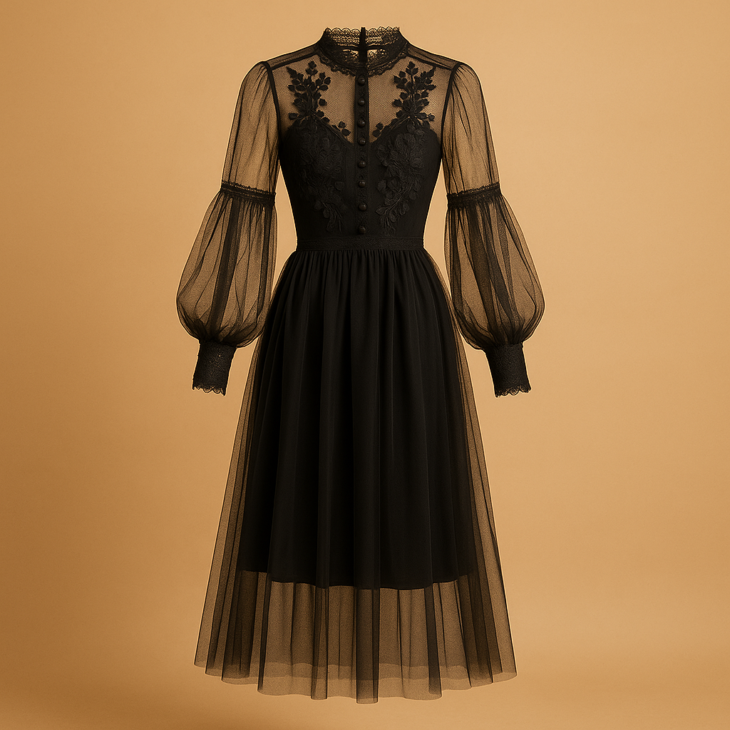 Elegante bloemenjurk met opstaande kraag voor dames | Elvira