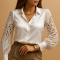 Elegante blouse met kanten mouwen voor dames | Yara
