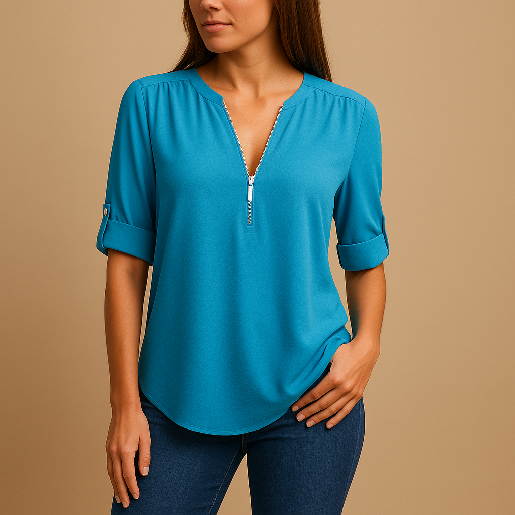 Elegante blouse met V-hals en ademend design voor dames | Danisha