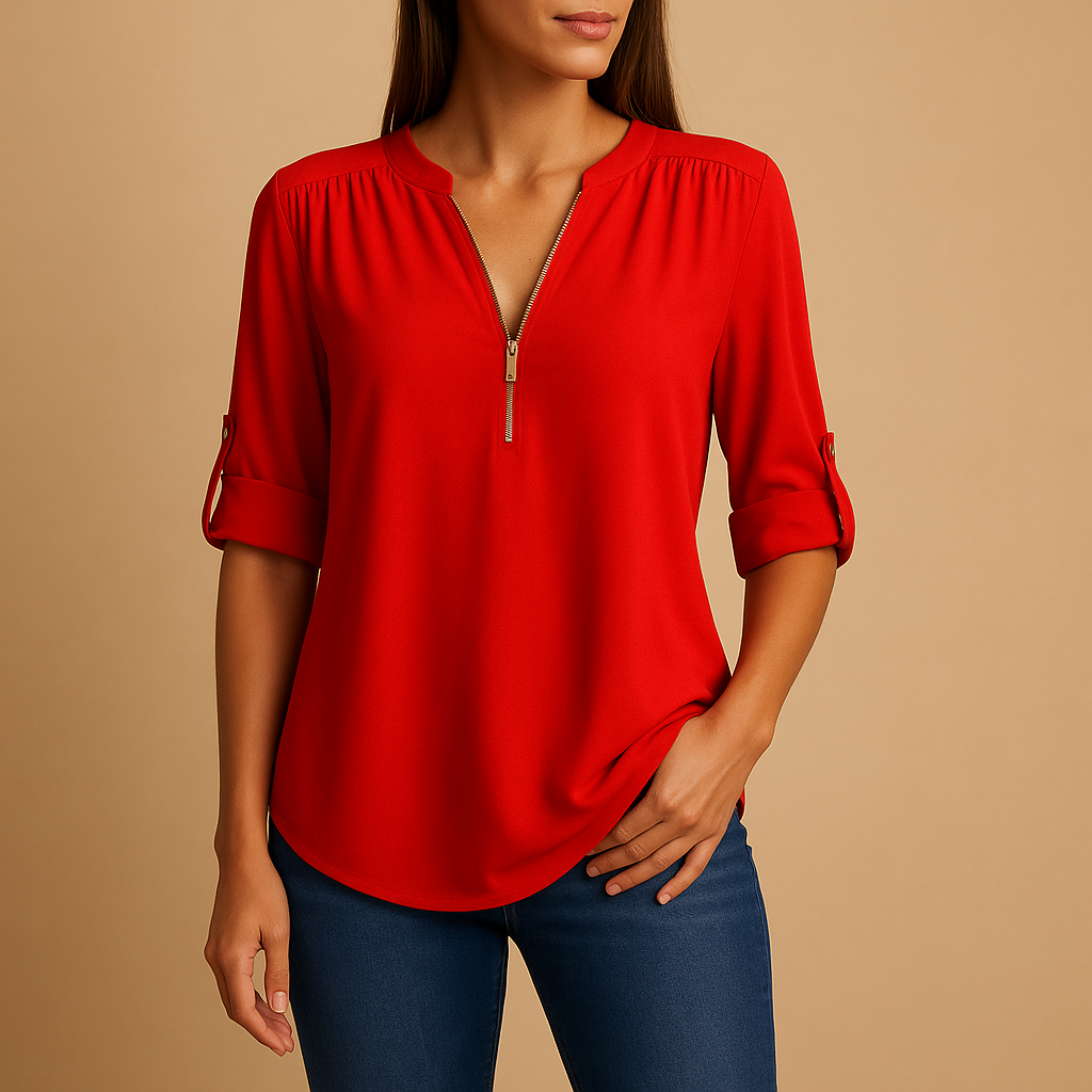 Elegante blouse met V-hals en ademend design voor dames | Danisha
