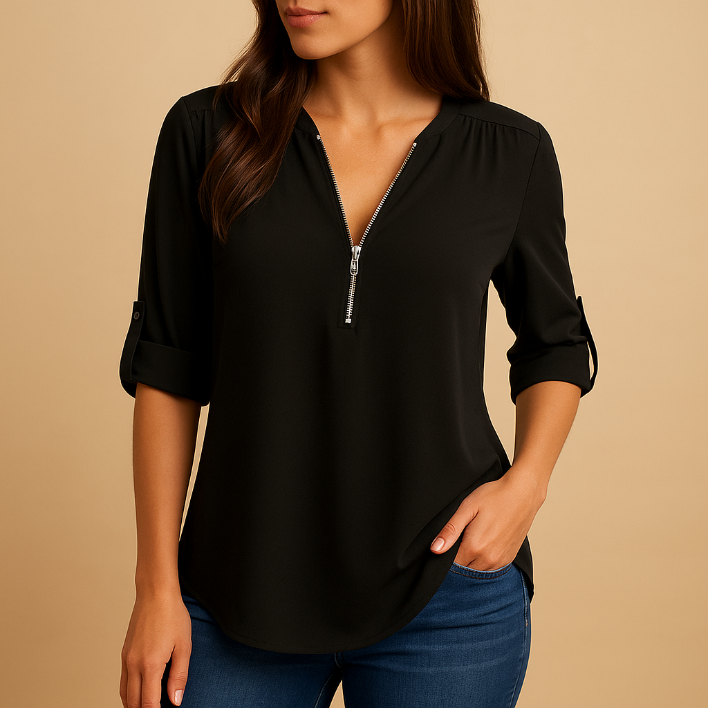 Elegante blouse met V-hals en ademend design voor dames | Danisha