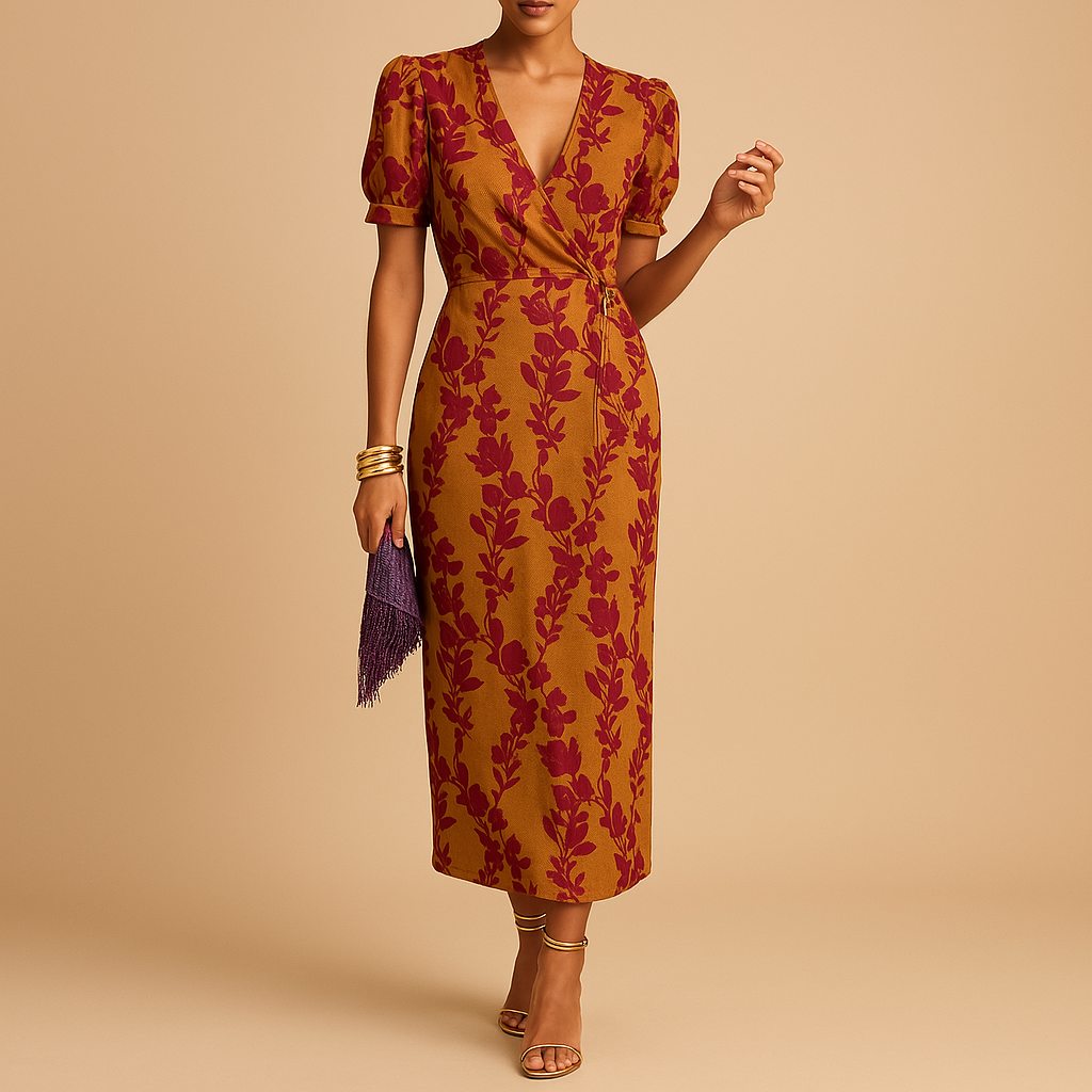 Milou | Elegante jurk met pofmouwen en flatterende pasvorm voor dames