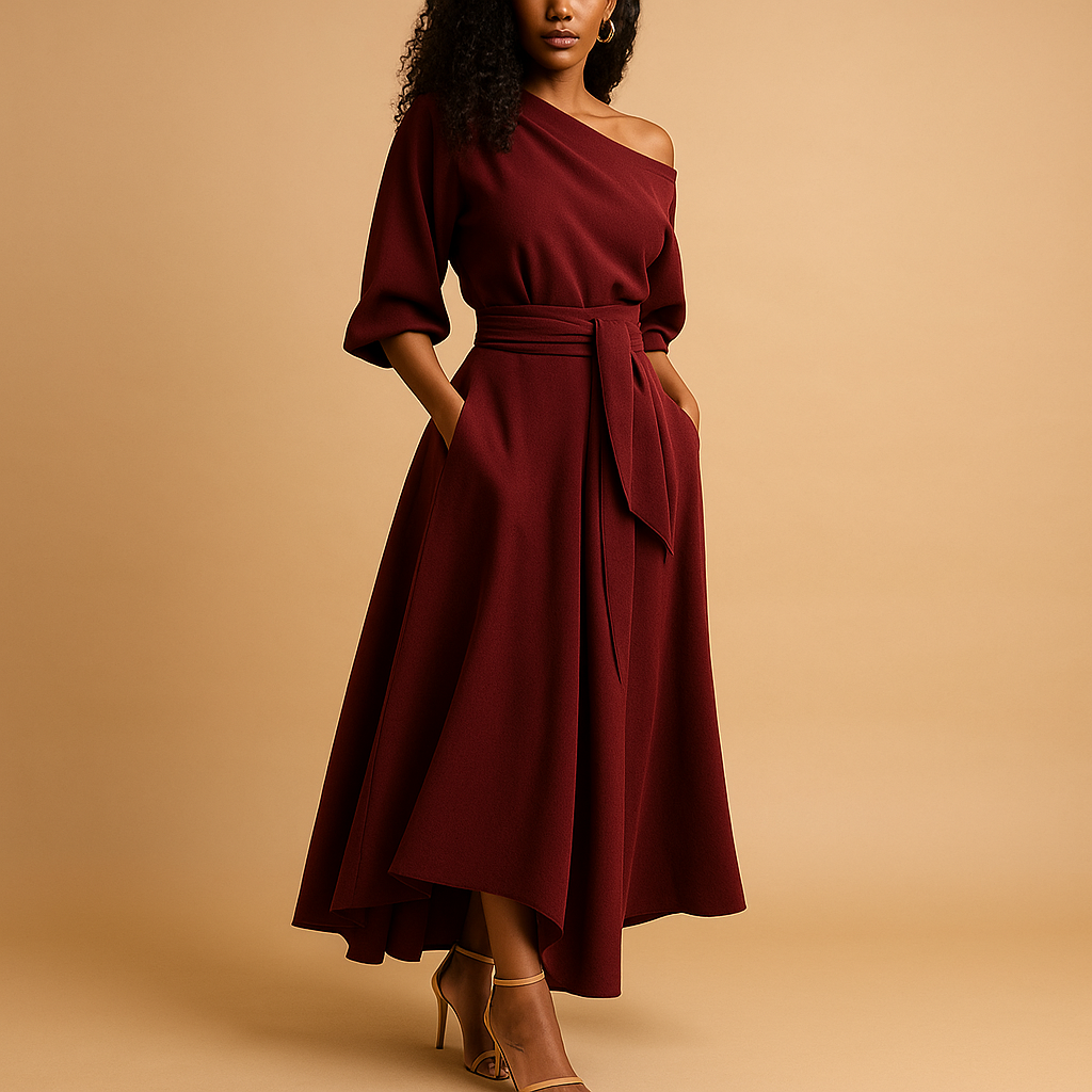 Elegante jurk met tailleband voor dames | Maureen