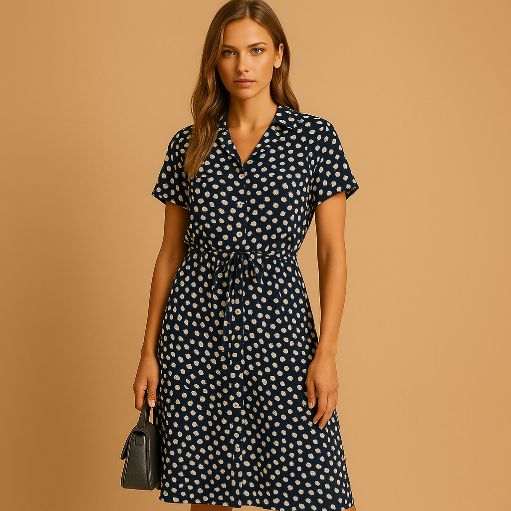 Elegante midi-jurk met korte mouwen voor dames | Clara
