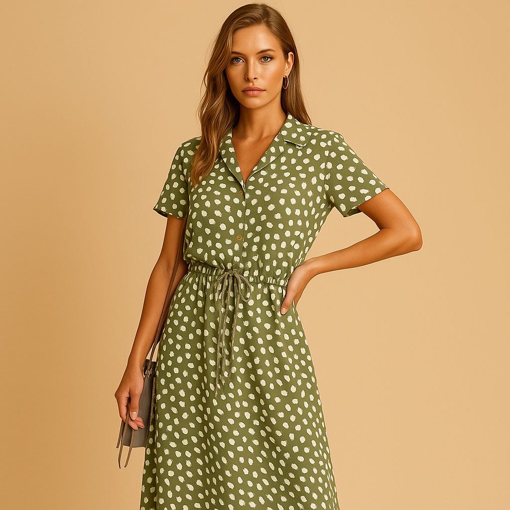 Elegante midi-jurk met korte mouwen voor dames | Clara