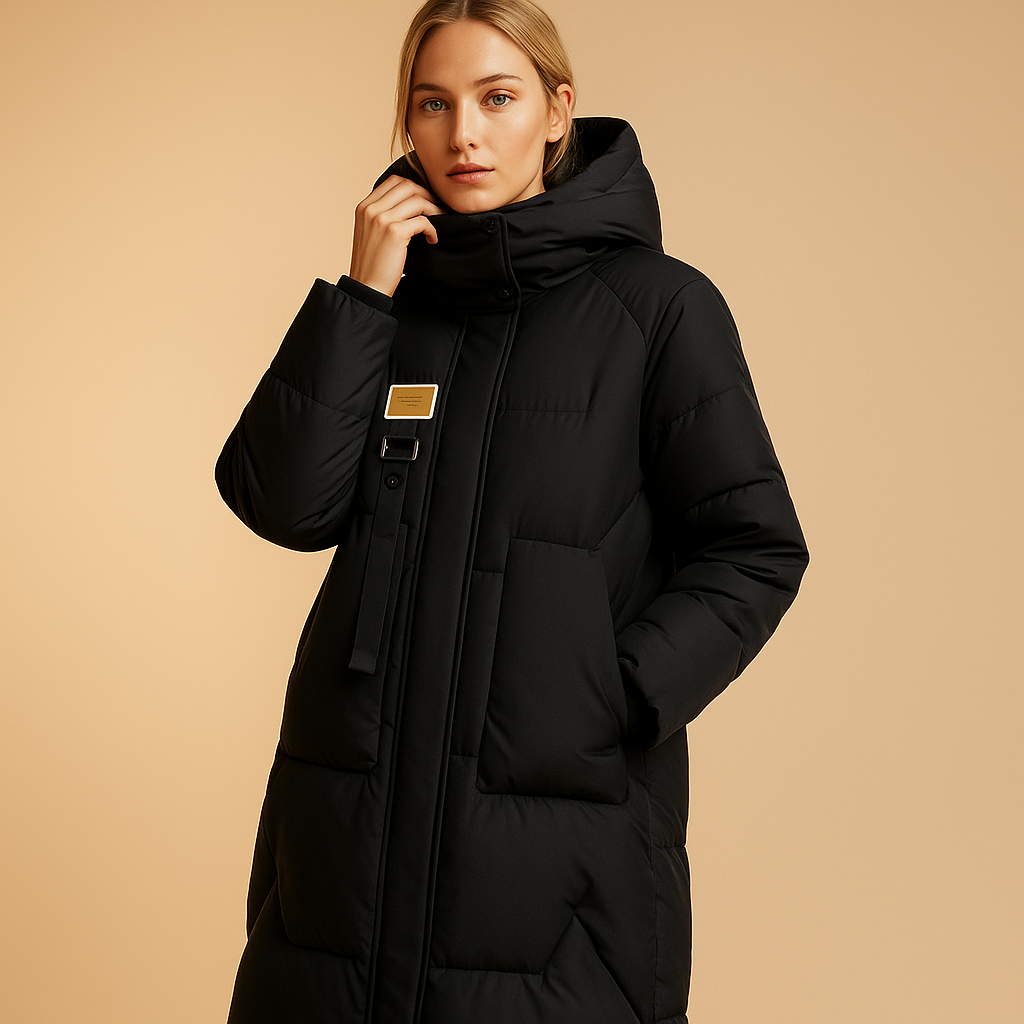 Elegante warme wintermantel met zakken voor dames | Evelien