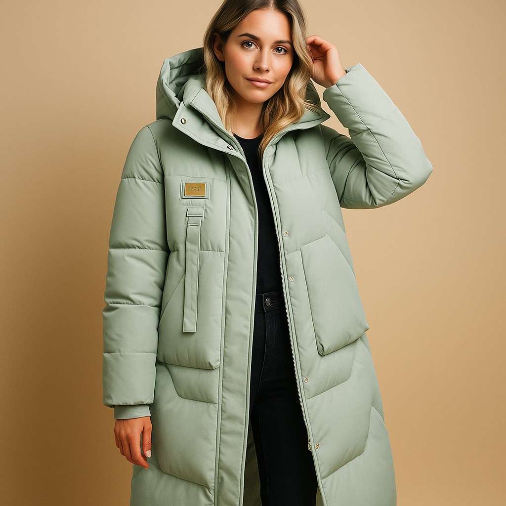 Elegante warme wintermantel met zakken voor dames | Evelien