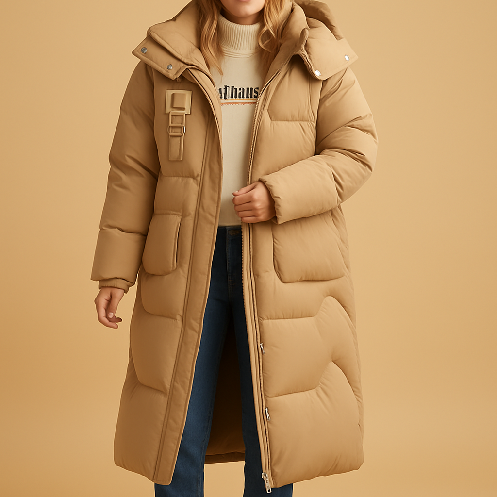 Elegante warme wintermantel met zakken voor dames | Evelien