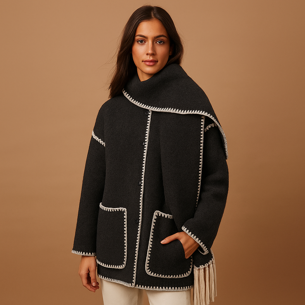 Elegante winterjas met ceintuur en sjaal voor dames | Amara
