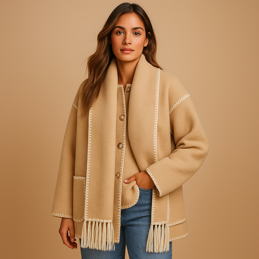 Elegante winterjas met ceintuur en sjaal voor dames | Amara