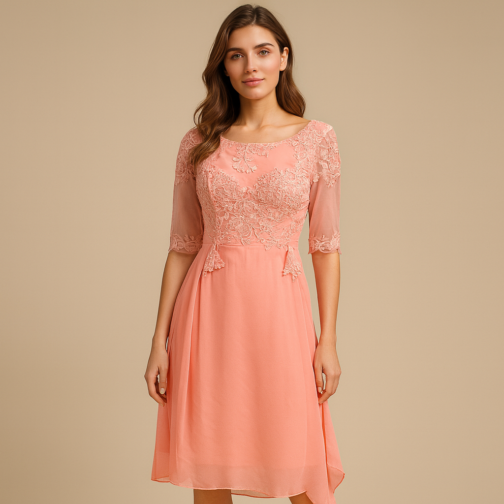 Feestjurk met kanten details en flatterende pasvorm voor dames | Milou