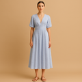 Flowy maxi-jurk met knoopsluiting en lange mouwen voor dames | Danique