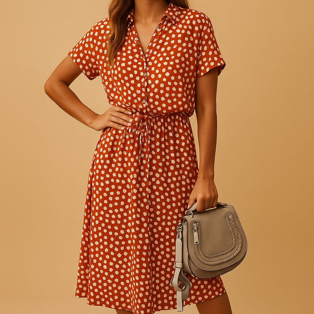 Gestipte midi-jurk  voor dames | Tess