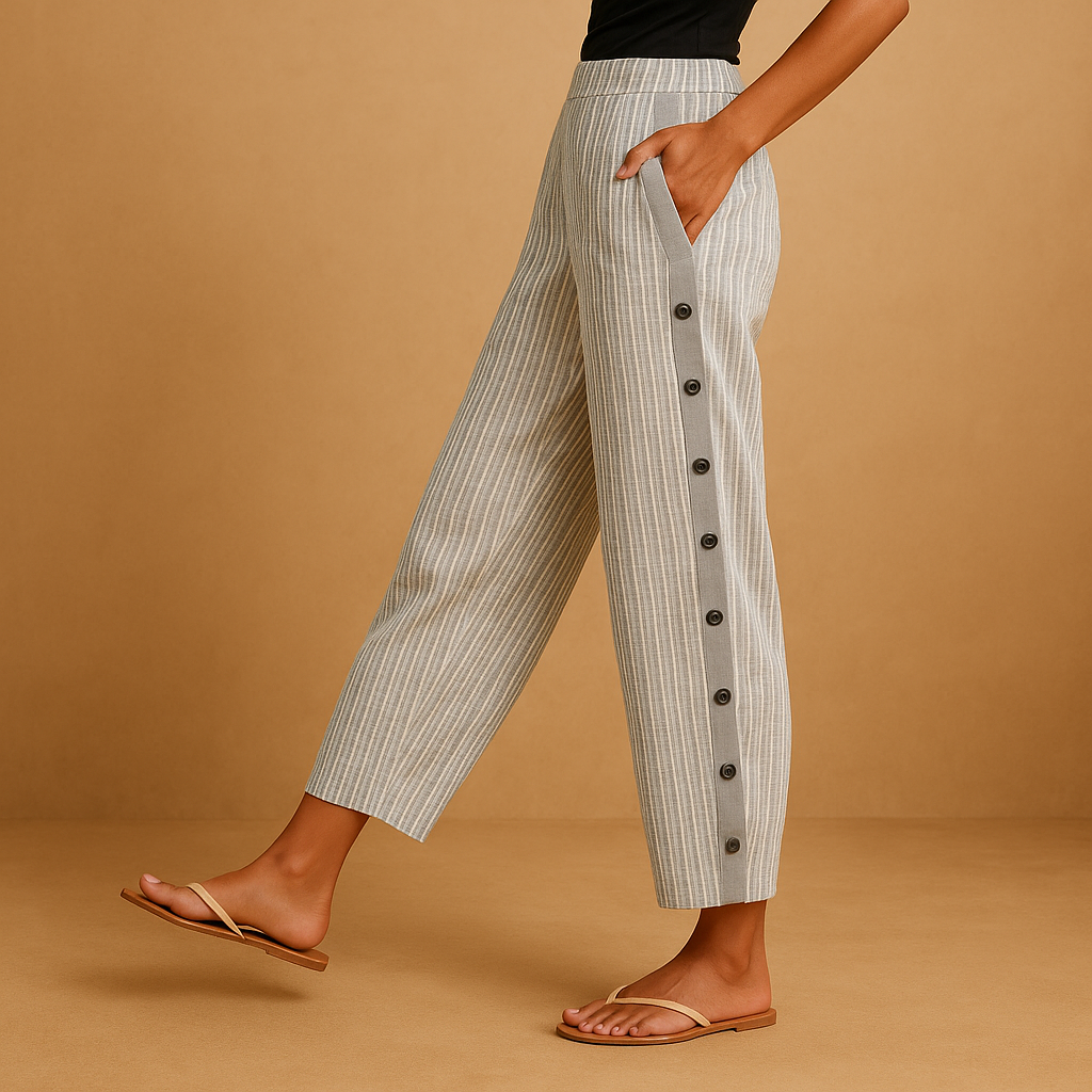 Gestreepte chique broek met hoge taille voor dames | Tania