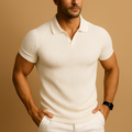 Getailleerd poloshirt met V-hals en korte mouwen voor heren | Niels