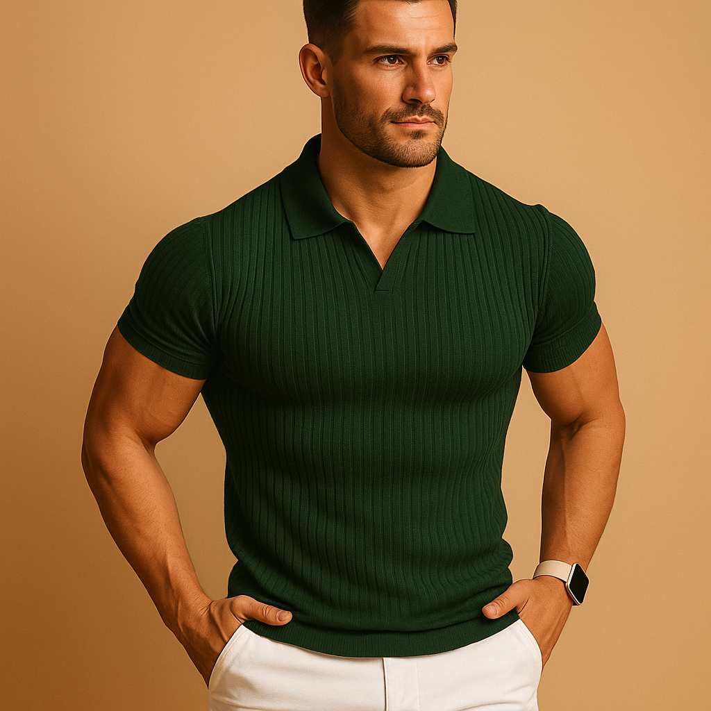 Getailleerd poloshirt met V-hals en korte mouwen voor heren | Niels