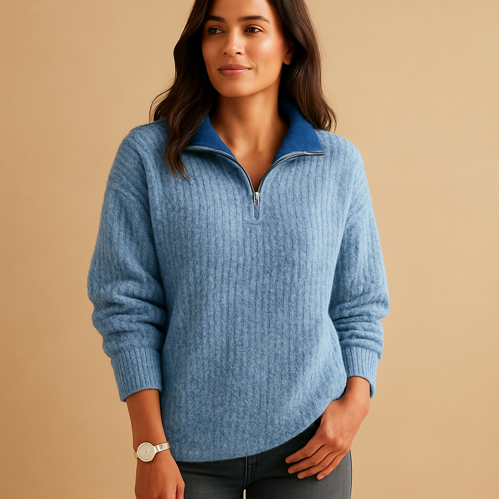 Half-zip trui met colkraag voor dames | Marije