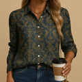 Herfstblouse met warme tinten en getailleerde pasvorm voor dames | Caitie
