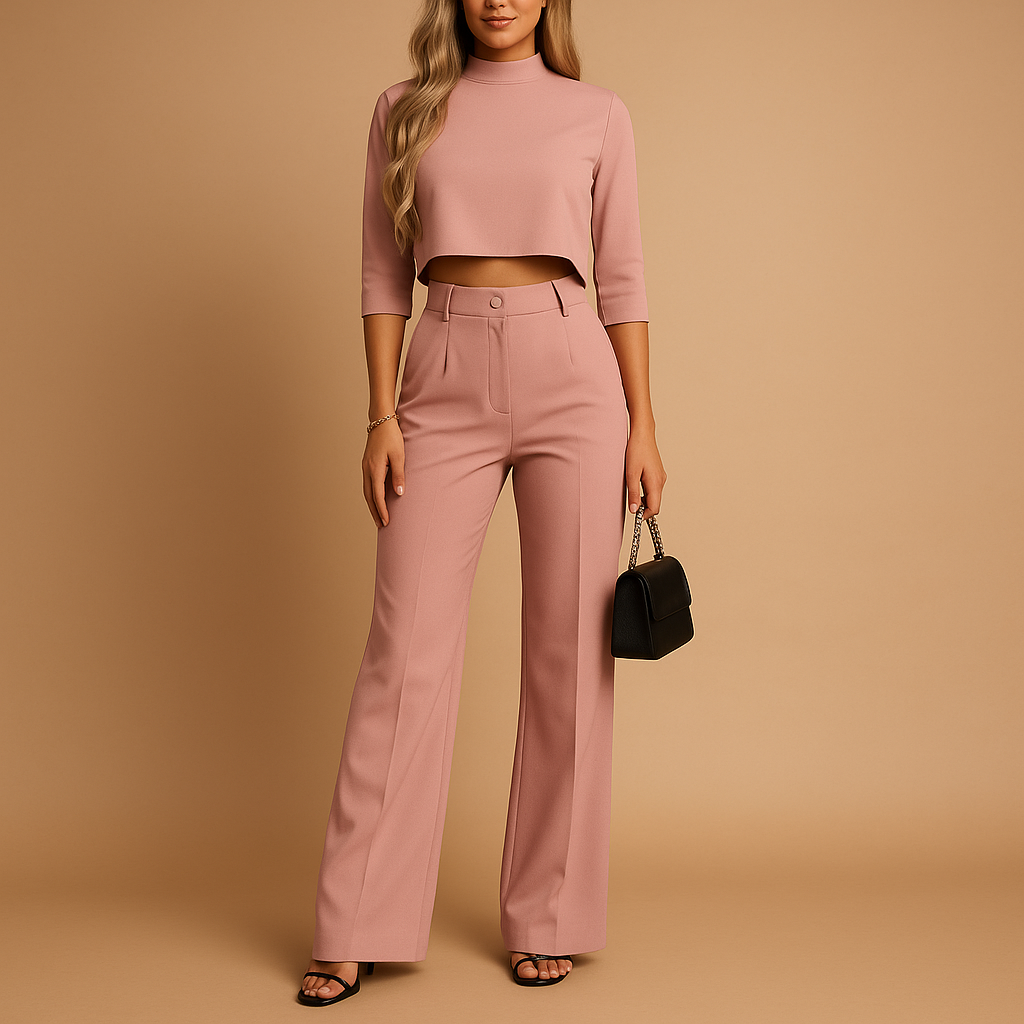 Getailleerde herfstset met top en broek voor dames | Mareen